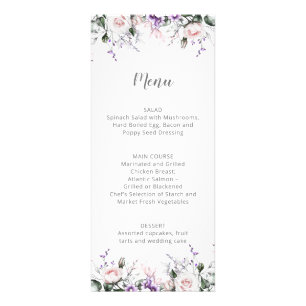 Blush Pink Roses Purple Wildflowers Wedding   Menu