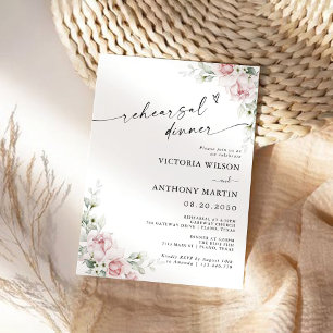 Blush Pink Roses Rehearsal Dinner Invitation