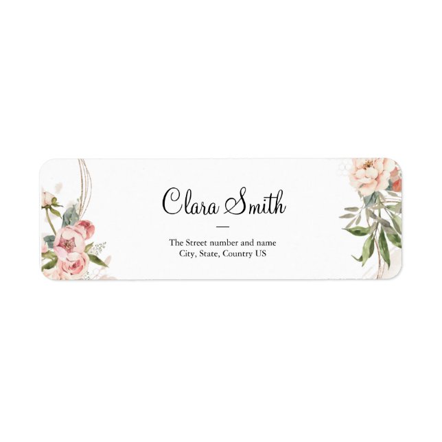 Blush pink roses, rose,floral Return Address Label (Front)