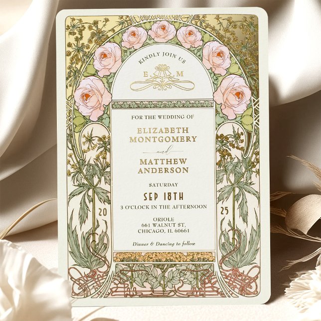 Blush Pink Roses Vintage Wedding Art Nouveau (Creator Uploaded)