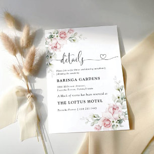 Blush Pink Roses Wedding Ceremony Enclosure Card