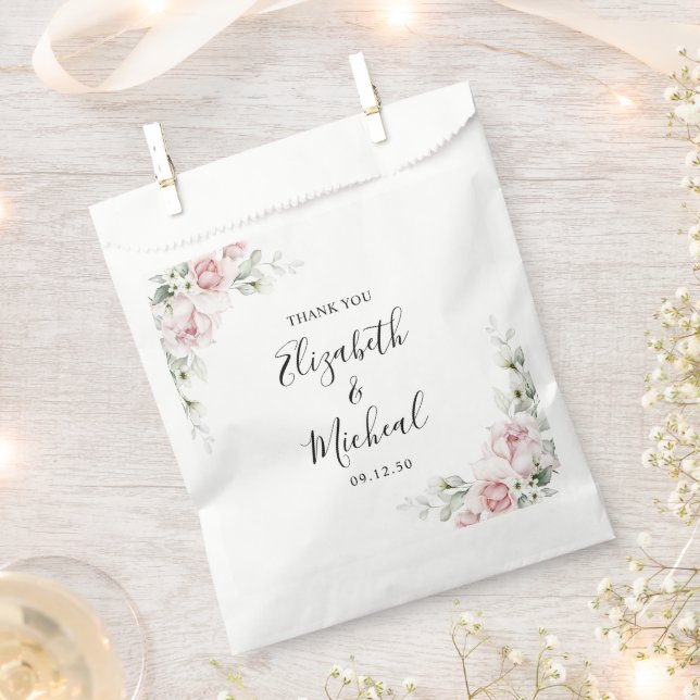 Blush Pink Roses Wedding Ceremony Favour Bag (Clipped)