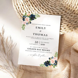 Blush Pink Roses Wedding Ceremony Invitation