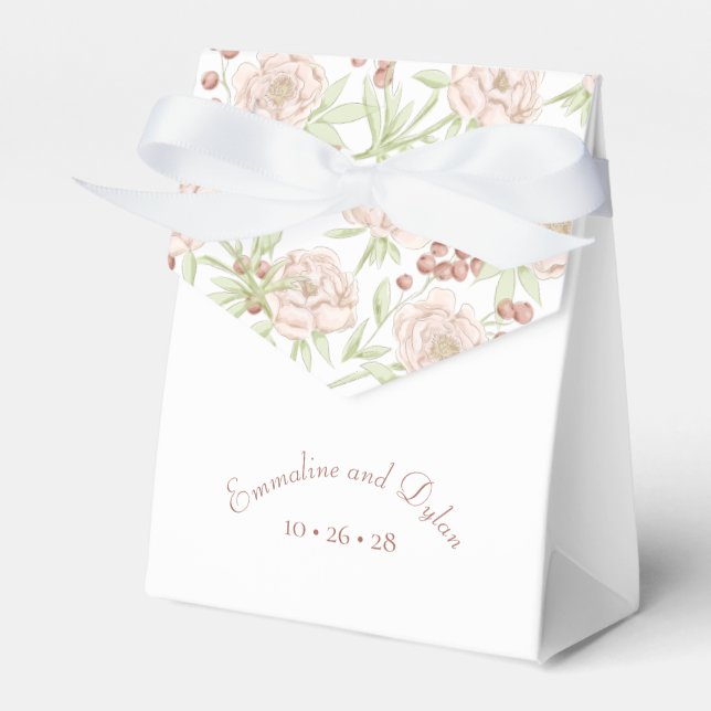 Blush Pink Roses Wedding Favor Box (Front Side)
