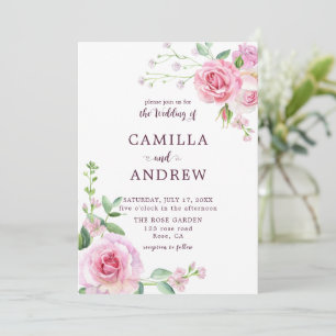 Blush Pink Roses Wedding Invitation