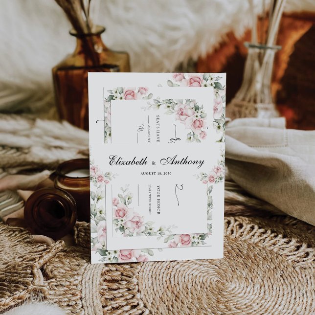 Blush Pink Roses Wedding Invitation Belly Band (Creator Uploaded)