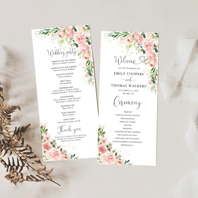 Blush Pink Roses Wedding Program (Creator Uploaded)