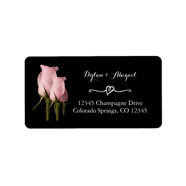 Blush Pink Roses Wedding Return Address Label (Front)