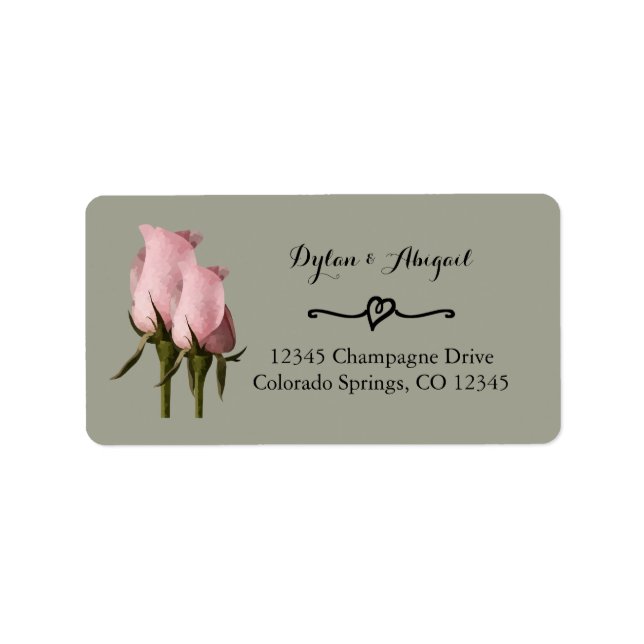 Blush Pink Roses Wedding Return Address Label (Front)