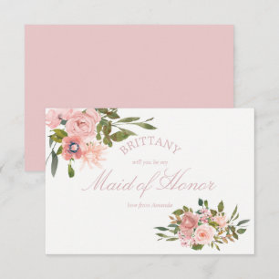 Blush Pink Roses Will You Be My Maid of Honour Invitation