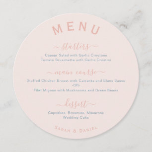 Blush Pink Round Blue Dusty Rose Wedding Menu