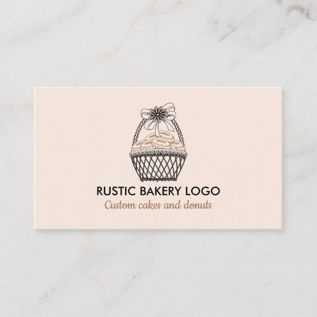 Blush Pink Rustic Bakery Cookies Doughnut Business Card (Front)