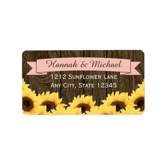 BLUSH PINK RUSTIC SUNFLOWER RETURN ADDRESS LABEL (Front)