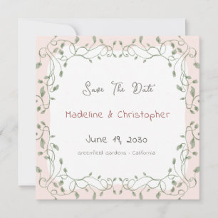 Blush Pink Sage Eucalyptus Wedding Save the Date