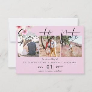 Blush Pink Sage Floral Wedding Save the Dates