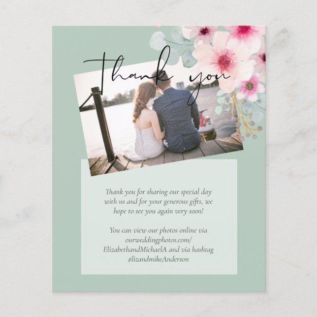 Blush Pink Sage Floral Wedding Script Budget (Front)