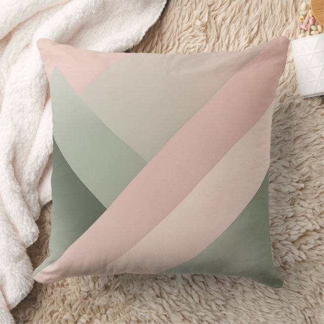 Blush Pink & Sage green AI art  Throw Pillow (Blanket)