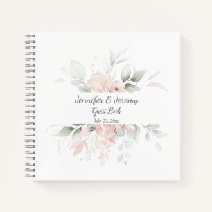 Blush Pink Sage Green Watercolor Roses Guest Book