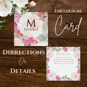 Blush Pink Sage Watercolor Floral Wedding Enclosure Card