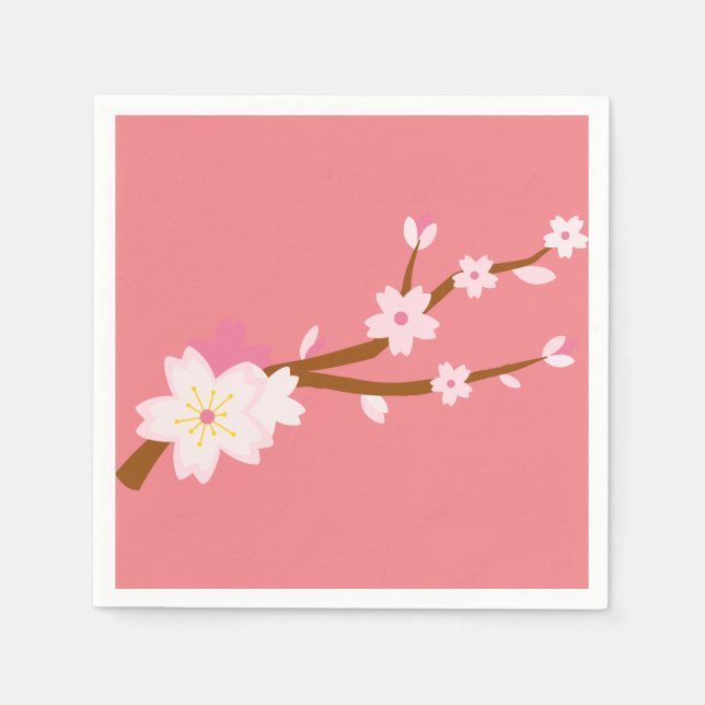 Blush pink Sakura CHerry Blossom Japanese Napkin (Front)