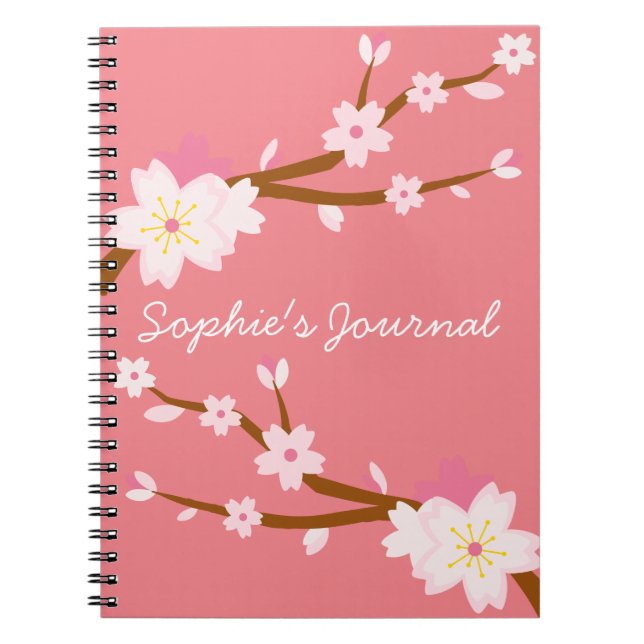 Blush pink Sakura CHerry Blossom Japanese Notebook (Front)
