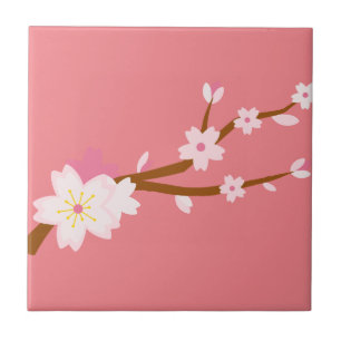 Blush pink Sakura CHerry Blossom Japanese Tile