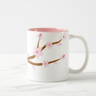 Blush pink Sakura CHerry Blossom Japanese Two-Tone Coffee Mug