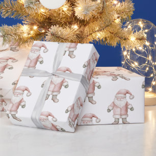 Blush Pink Santa Christmas Wrapping Paper
