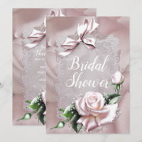 Blush Pink Satin Bow & Rose Romantic Bridal Shower