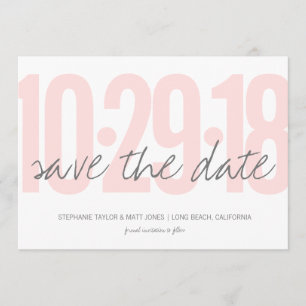 Blush Pink Save the date, wedding, photo on back Date