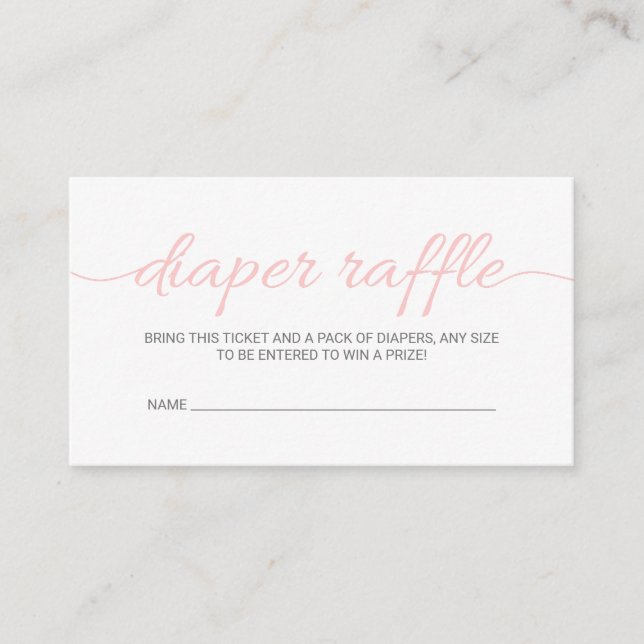 Blush Pink Script Baby Shower Raffle Ticket Insert (Front)