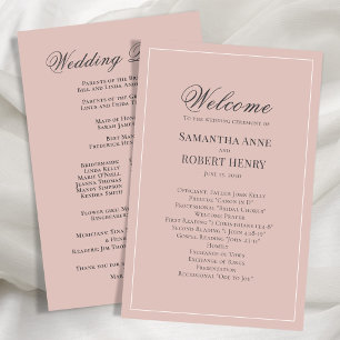 Blush Pink Script Custom Wedding Program 