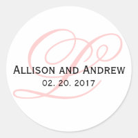 Blush Pink Script Initial L Monogram Wedding Favou