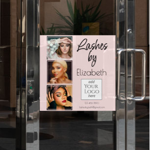 Blush Pink Script Logo 3 Photo Lash Tech Business Window Cling