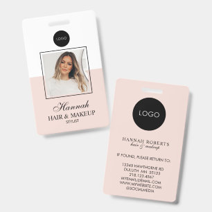 Blush Pink Script Logo Hair Photo Makeup Badge