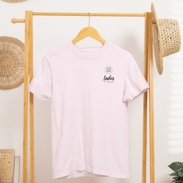 Blush Pink Script Logo Lash Studio Staff T-Shirt (Creator Uploaded)