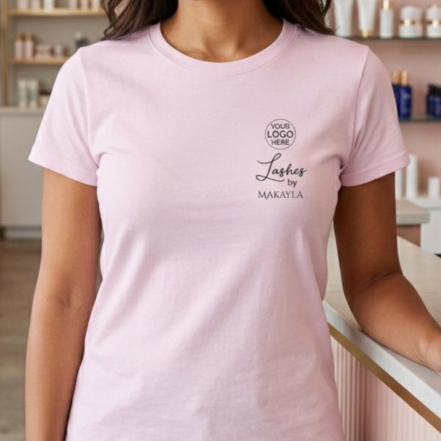 Blush Pink Script Logo Lashes Staff T-Shirt (Creator Uploaded)