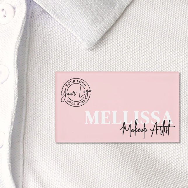 Blush Pink Script Logo Makeup Name Tag (Blush Pink Script Logo Makeup Name Tag)