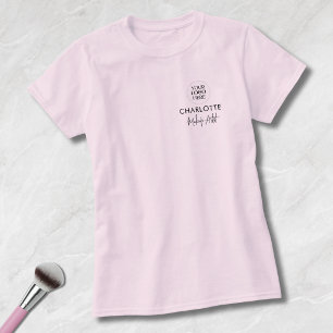 Blush Pink Script Logo Makeup Staff  T-Shirt