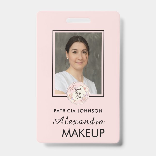 Blush Pink Script Logo Photo Badge (Front)