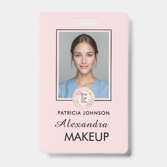 Blush Pink Script Logo Photo Badge (Front)