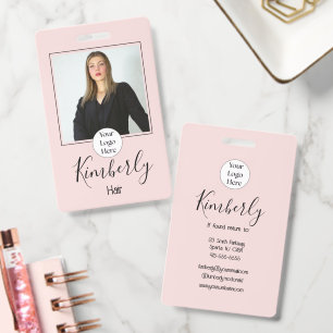 Blush Pink Script Logo Photo hair Badge