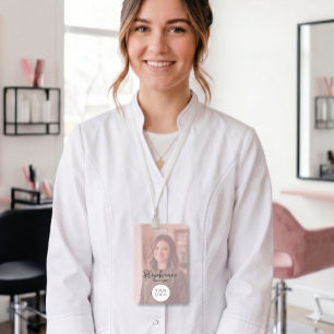 Blush Pink Script Logo Photo Hair Badge