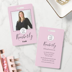 Blush Pink Script Logo Photo hair Badge