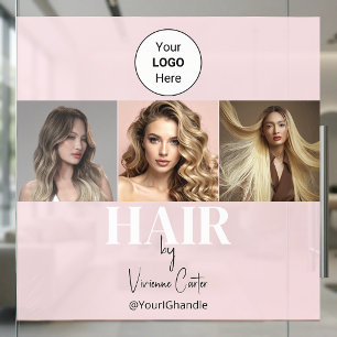 Blush Pink Script Logo Photo Hair Studio Window Cling