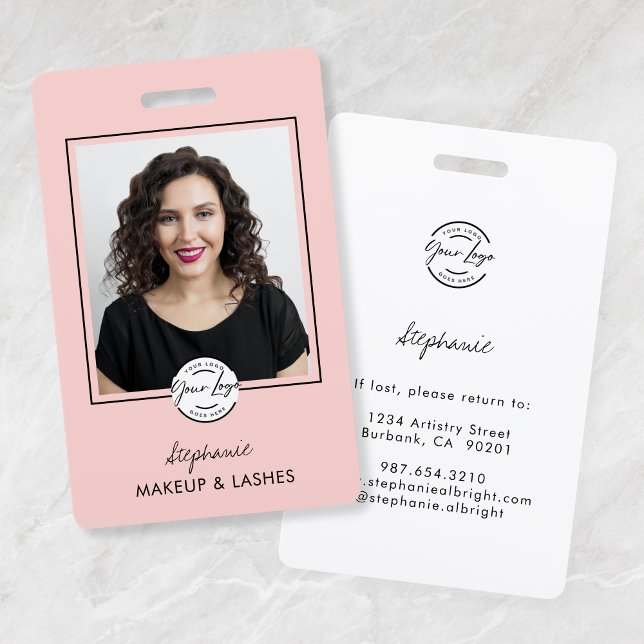 Blush Pink Script Logo Photo Lashes Studio Badge (Creator Uploaded)