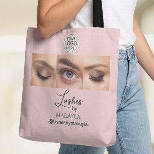 Blush Pink Script Logo Photo Lashes Studio Tote Bag