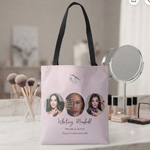 Blush Pink Script Logo Photo Makeup Artist Tote Bag
