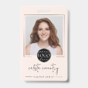 Blush Pink Script Logo Photo Makeup Badge