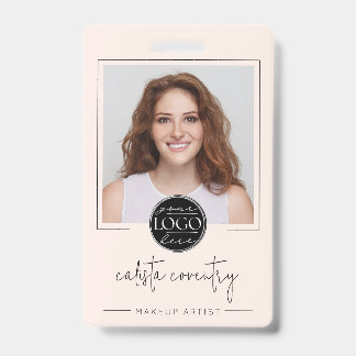 Blush Pink Script Logo Photo Makeup Badge